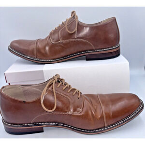 Size 12 Vegan Leather Dexter Comfort Memory Foam Mens Brown Oxfords Dress Shoes